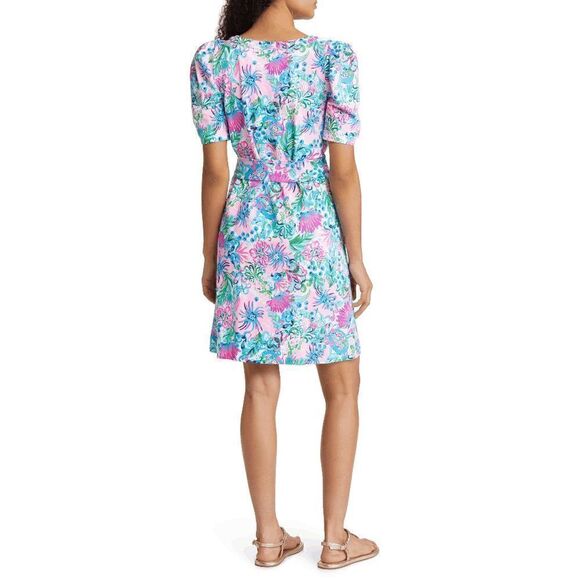 🌺 LILLY PULITZER Tropical Print Puff Sleeve Harriet Dress with Belt S NWT - Picture 9 of 15